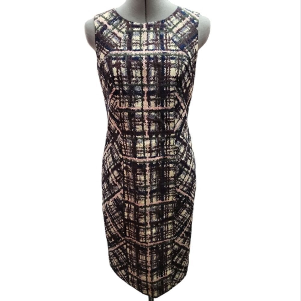 Brooks Brothers Abstract Plaid Print Sheath Dress